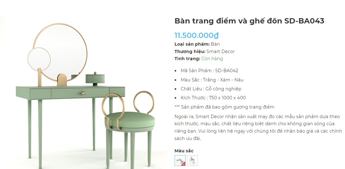 ban trang diem dep tai smart decor