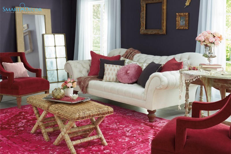 Phòng khách Romanticism ngọt ngào với các gam màu nổi bật